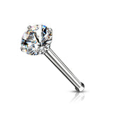 Prong Set Round CZ Top 316L Surgical Steel Nose Bone Stud Rings
