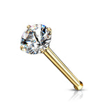 Prong Set Round CZ Top 316L Surgical Steel Nose Bone Stud Rings