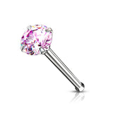 Prong Set Round CZ Top 316L Surgical Steel Nose Bone Stud Rings