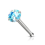 Prong Set Round CZ Top 316L Surgical Steel Nose Bone Stud Rings