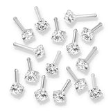 10 Pc Value Pack Prong Set Round CZ Top Nose Bone Stud Rings.