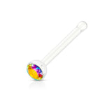 Clear Acrylic With Mixed CZ Nose Stud No Metal