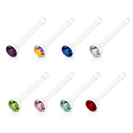 Clear Acrylic With Mixed CZ Nose Stud No Metal