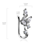 Marquise CZ Vine Non Piercing Nose Ring Ear Clips