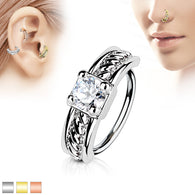 Prong CZ Ear Cartilage Daith Tragus Helix Earrings Hoop Nose Rings