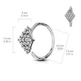 CZ Diamond Shaped Bendable Cartilage Tragus Helix Earrings Hoop Nose Rings