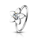 Clear Crystal Flower Ear Cartilage Daith Tragus Helix Earrings Hoop Nose Rings