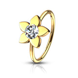 Clear Crystal Flower Ear Cartilage Daith Tragus Helix Earrings Hoop Nose Rings
