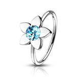 Clear Crystal Flower Ear Cartilage Daith Tragus Helix Earrings Hoop Nose Rings