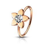 Clear Crystal Flower Ear Cartilage Daith Tragus Helix Earrings Hoop Nose Rings