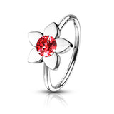 Clear Crystal Flower Ear Cartilage Daith Tragus Helix Earrings Hoop Nose Rings
