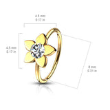 Clear Crystal Flower Ear Cartilage Daith Tragus Helix Earrings Hoop Nose Rings