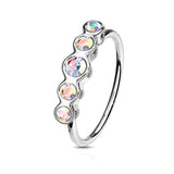 CZ Bezel Set Bendable Ear Cartilage Daith Tragus Helix Earrings Hoop Nose Rings