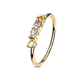 Tiny CZ Set hearts Ear Cartilage Daith Tragus Helix Hoop Nose Rings
