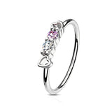 Tiny CZ Set hearts Ear Cartilage Daith Tragus Helix Hoop Nose Rings