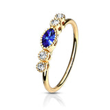 CZ W/ Saphire CZ Center Ear Cartilage Daith Tragus Helix Hoop Nose Rings