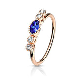 CZ W/ Saphire CZ Center Ear Cartilage Daith Tragus Helix Hoop Nose Rings