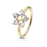 CZ Flower Bendable Ear Cartilage Daith Tragus Helix Earrings Hoop Nose Rings