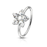 CZ Flower Bendable Ear Cartilage Daith Tragus Helix Earrings Hoop Nose Rings