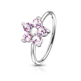 CZ Flower Bendable Ear Cartilage Daith Tragus Helix Earrings Hoop Nose Rings