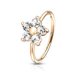 CZ Flower Bendable Ear Cartilage Daith Tragus Helix Earrings Hoop Nose Rings