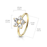 CZ Flower Bendable Ear Cartilage Daith Tragus Helix Earrings Hoop Nose Rings