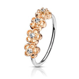 CZ Paved Flower Bendable Hoop For Nose Ear Cartilage Helix Tragus 20G