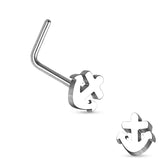 Nautical Anchor Top 316L Surgical Steel "L" bend Nose Stud Rings