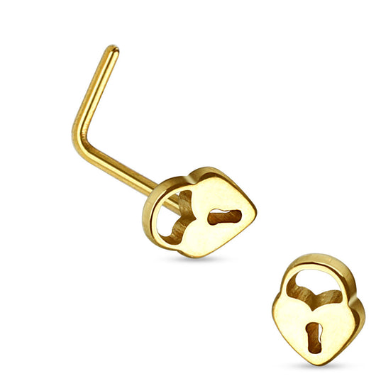 Heart Lock Top 316L Surgical Steel Nose Studs