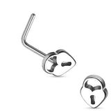 Heart Lock Top 316L Surgical Steel "L" bend Nose Stud Rings