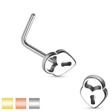 Heart Lock Top 316L Surgical Steel "L" bend Nose Stud Rings