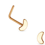 Crescent Moon Top 316L Surgical Steel "L" bend Nose Stud Rings