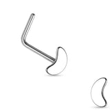 Crescent Moon Top 316L Surgical Steel "L" bend Nose Stud Rings