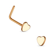Heart Top 316L Surgical Steel "L" bend Nose Stud Rings