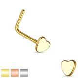 Heart Top 316L Surgical Steel "L" bend Nose Stud Rings