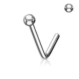 Ball End IP on Surgical Steel "L" Bend Nose Stud Rings