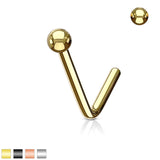 Ball End IP on Surgical Steel "L" Bend Nose Stud Rings