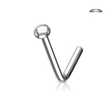 Flat Dome Top IP on Surgical Steel "L" Bend Nose Stud Rings