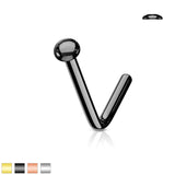 Flat Dome Top IP on Surgical Steel "L" Bend Nose Stud Rings