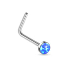 2.5 MM Opal Stone Top Surgical Steel "L" bend Nose Stud Rings