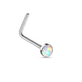 2.5 MM Opal Stone Top Surgical Steel "L" bend Nose Stud Rings