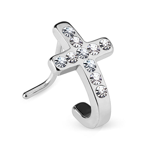 Pave Crystals Cross 316L Surgical Steel 
