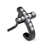 Pave Crystals Cross 316L Surgical Steel "L" Bend Nose Stud Rings