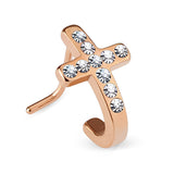 Pave Crystals Cross 316L Surgical Steel "L" Bend Nose Stud Rings