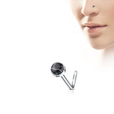 Semi Precious Stone Surgical Steel L Bend Nose Stud Rings