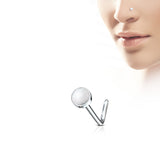 Semi Precious Stone Surgical Steel L Bend Nose Stud Rings