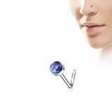 Semi Precious Stone Surgical Steel L Bend Nose Stud Rings