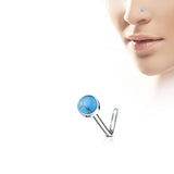 Semi Precious Stone Surgical Steel L Bend Nose Stud Rings