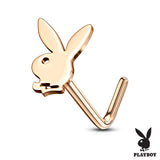 Licensed Playboy Bunny Gold Steel L Bend Nose Bone Studs Rings
