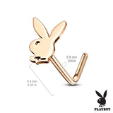 Licensed Playboy Bunny Gold Steel L Bend Nose Bone Studs Rings